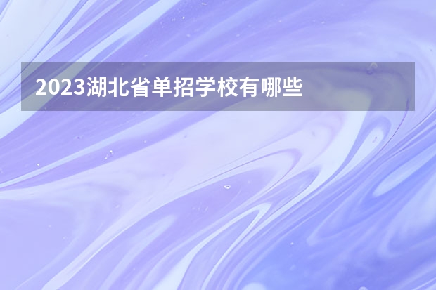 2023湖北省单招学校有哪些