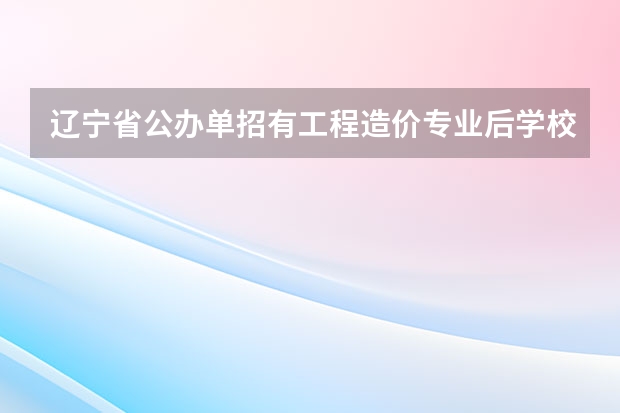 辽宁省公办单招有工程造价专业后学校哪个好