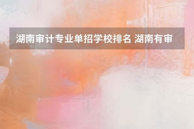 湖南审计专业单招学校排名 湖南有审计专业的大专