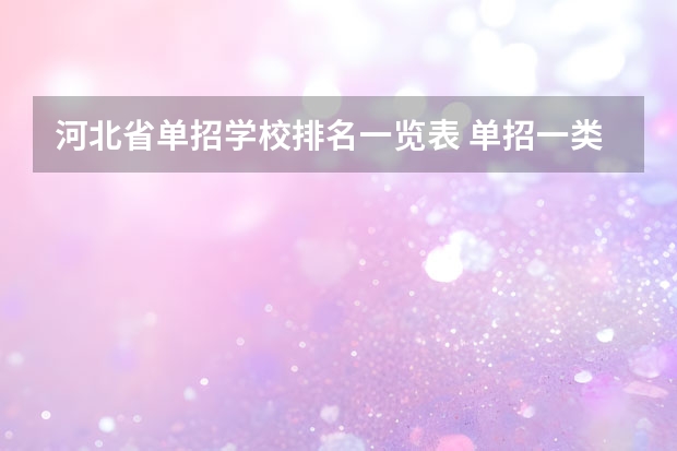 河北省单招学校排名一览表 单招一类学校排名