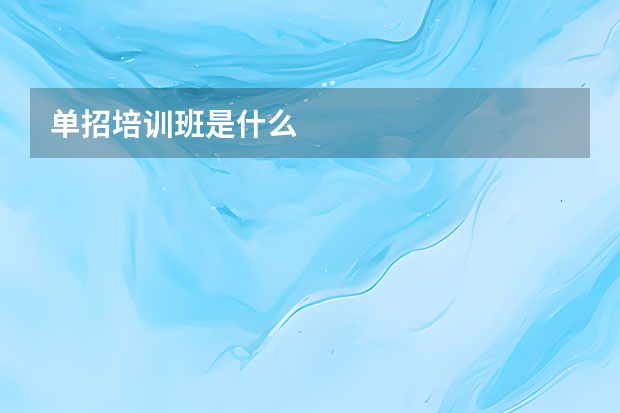 单招培训班是什么