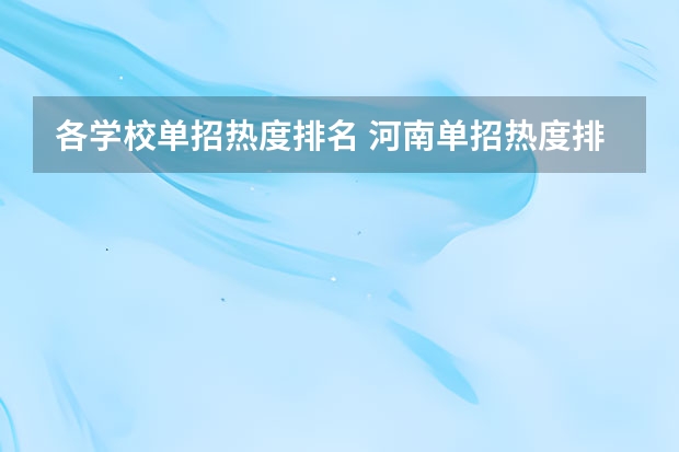 各学校单招热度排名 河南单招热度排行榜