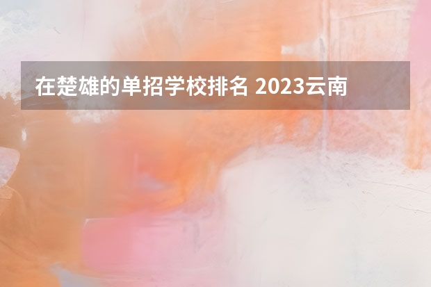 在楚雄的单招学校排名 2023云南单招学校排名