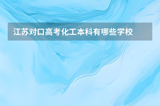 江苏对口高考化工本科有哪些学校