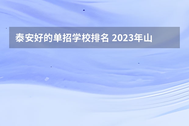 泰安好的单招学校排名 2023年山东单招学校排名