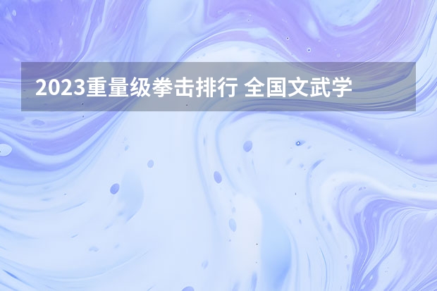 2023重量级拳击排行 全国文武学校排行榜