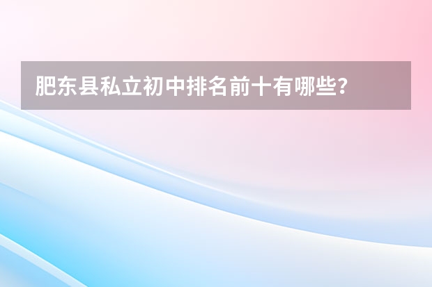 肥东县私立初中排名前十有哪些？