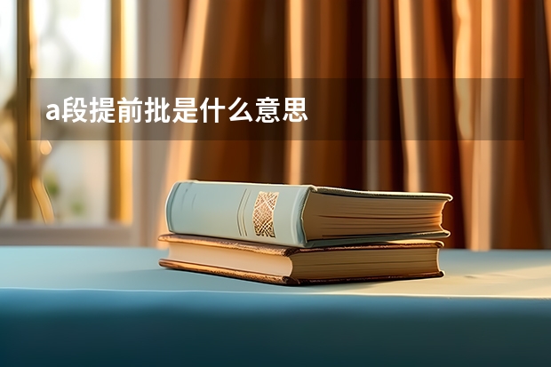 a段提前批是什么意思