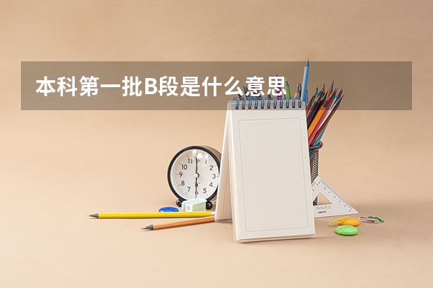 本科第一批B段是什么意思